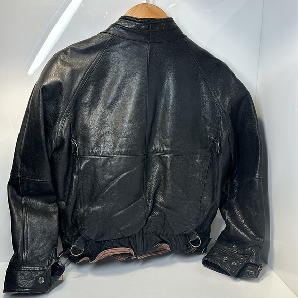 CHARGE VINTAGE AVIATOR BLACK LEATHER JACKET SIZE M - Picture 11 of 13